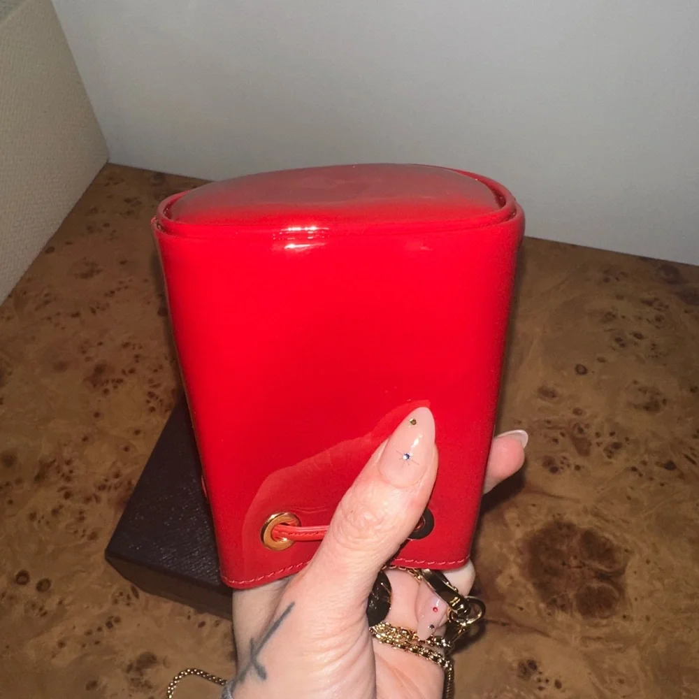 PRICE DROP ** Prada Red Mini Bag with Gold Chain - Picture 11 of 17